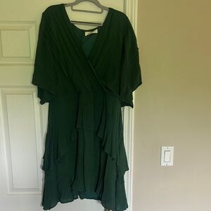 ARULA Green Tiered Wrap Dress with V-Neck